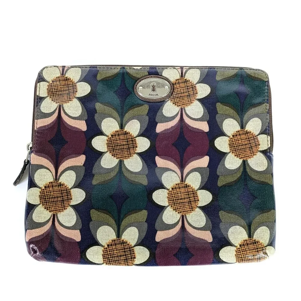 Fossil Key-Per Mod Floral Tablet Case iPad Sleeve 8.5x10 Coated Canvas Retro